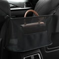 thumbnail image 4 of Car Net Pocket Handbag Holder, Kvago 1 Pc Car Mesh Organizer Between Front Seats, Hanging Car Storage Organizer for Handbag Purse, Car Accessories for Women and Men, Pet / Kids Car Barrier (Black), 4 of 8