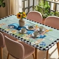 thumbnail image 3 of Black Plaid Easter Table Cloths for 4 Foot Rectangle Tables, Truck Spring Floral Bunny Wooden Patio Waterproof Elastic Fitted Tablecloths, Washable Rectangular Table Cover for Camping, 3 of 8
