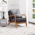 thumbnail image 3 of Gewnee Accent Chair Mid-Century Modern Chair with Pillow Upholstered Lounge Arm Chair with Solid Wood Frame & Soft Cushion for Living Room, Bedroom, Balcony, 3 of 12