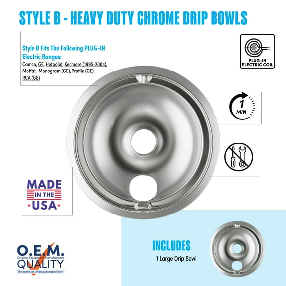 Range Kleen 120A One Large Style B Heavy Duty Chrome Drip Bowl