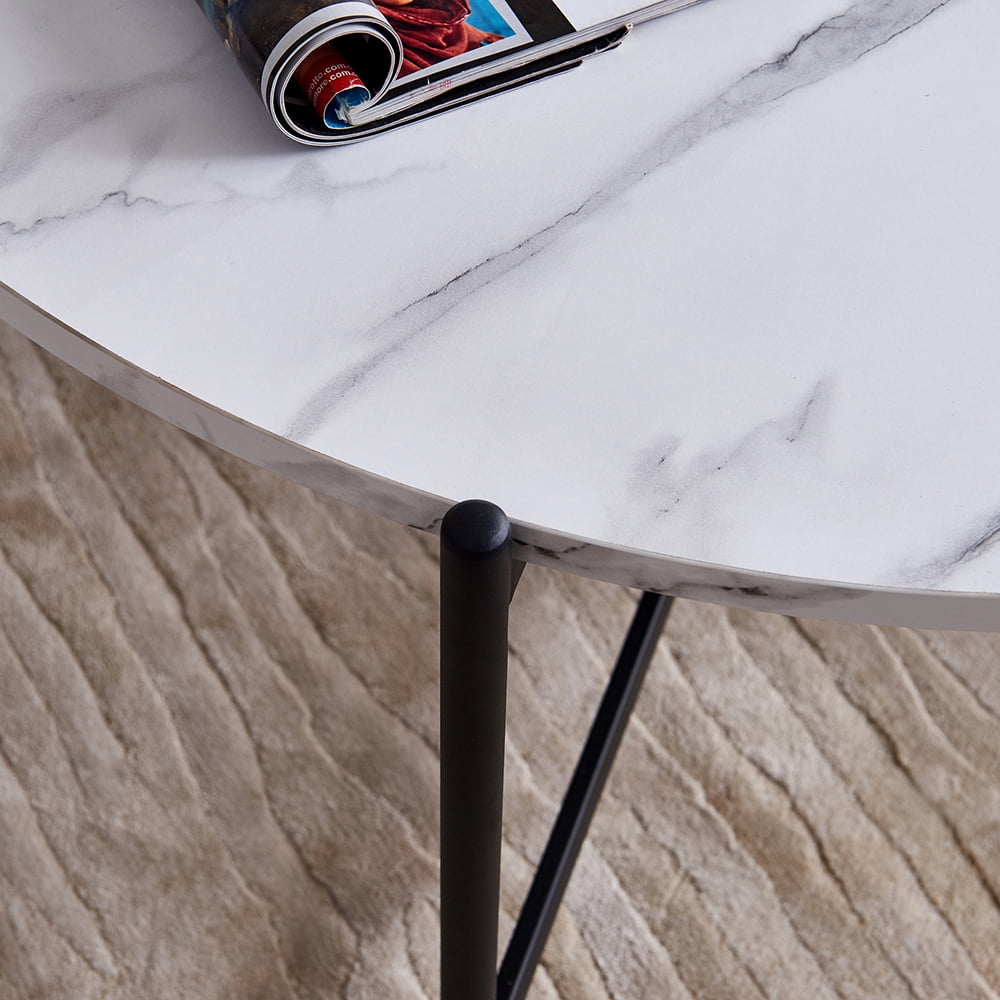 Kepooman Modern Round Nesting Coffee Tables with Marble Top, 36" Wooden Side End Table for Living Room Small Space Kepooman Modern Round Nesting Coffee Tables with Marble Top, 36" Wooden Side End Table for Living Room Small Space