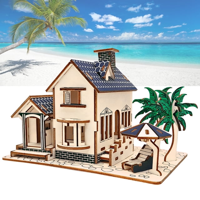 D Jigsaw, Villa de rompecabezas 3D de madera D Puzzle Juguete de rompecabezas de madera Integración perfecta