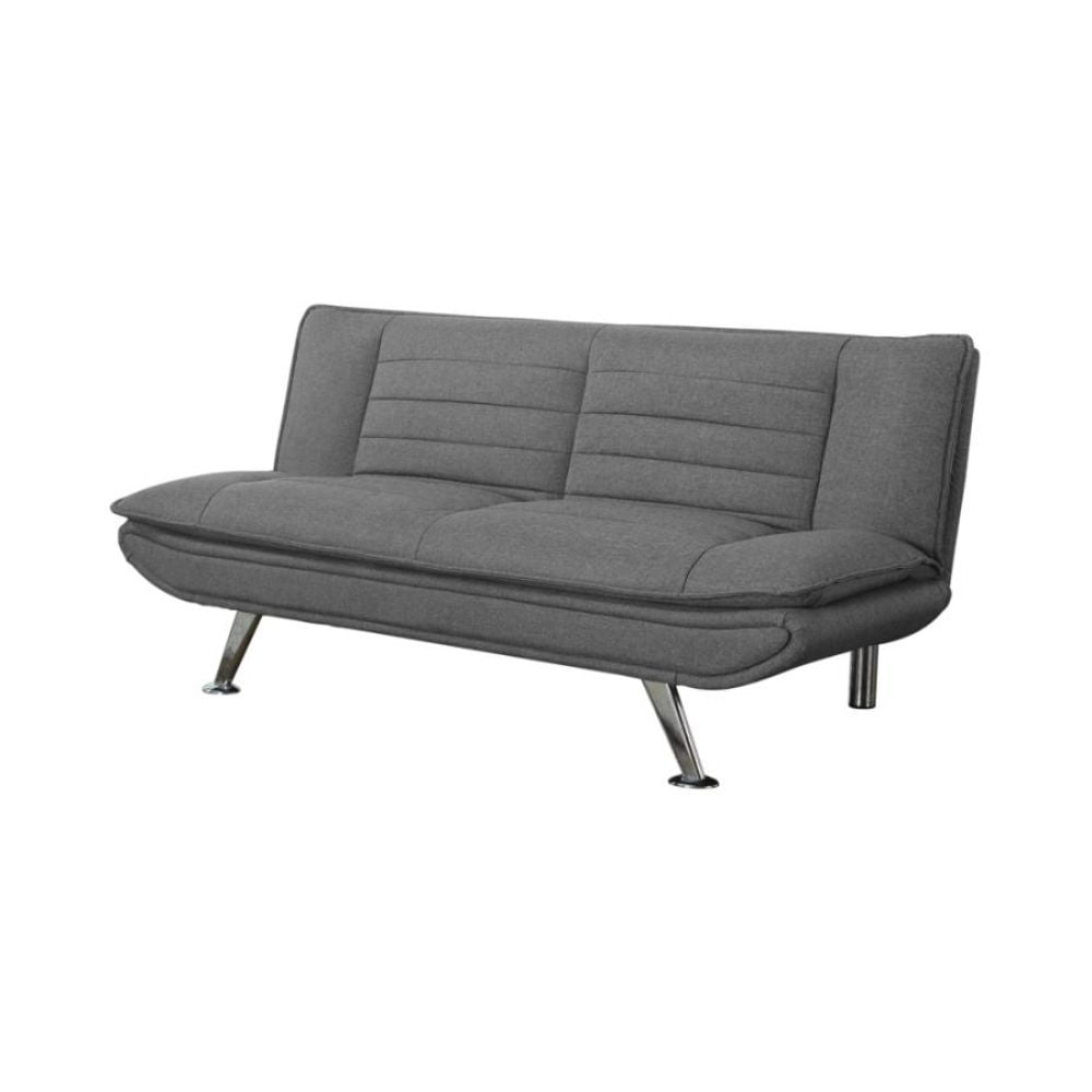 Sofa Bed with Chrome Metal Legs, Grey