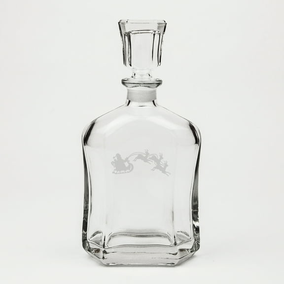 Santa Sleigh Deep Etched Crystal Whiskey Decanter