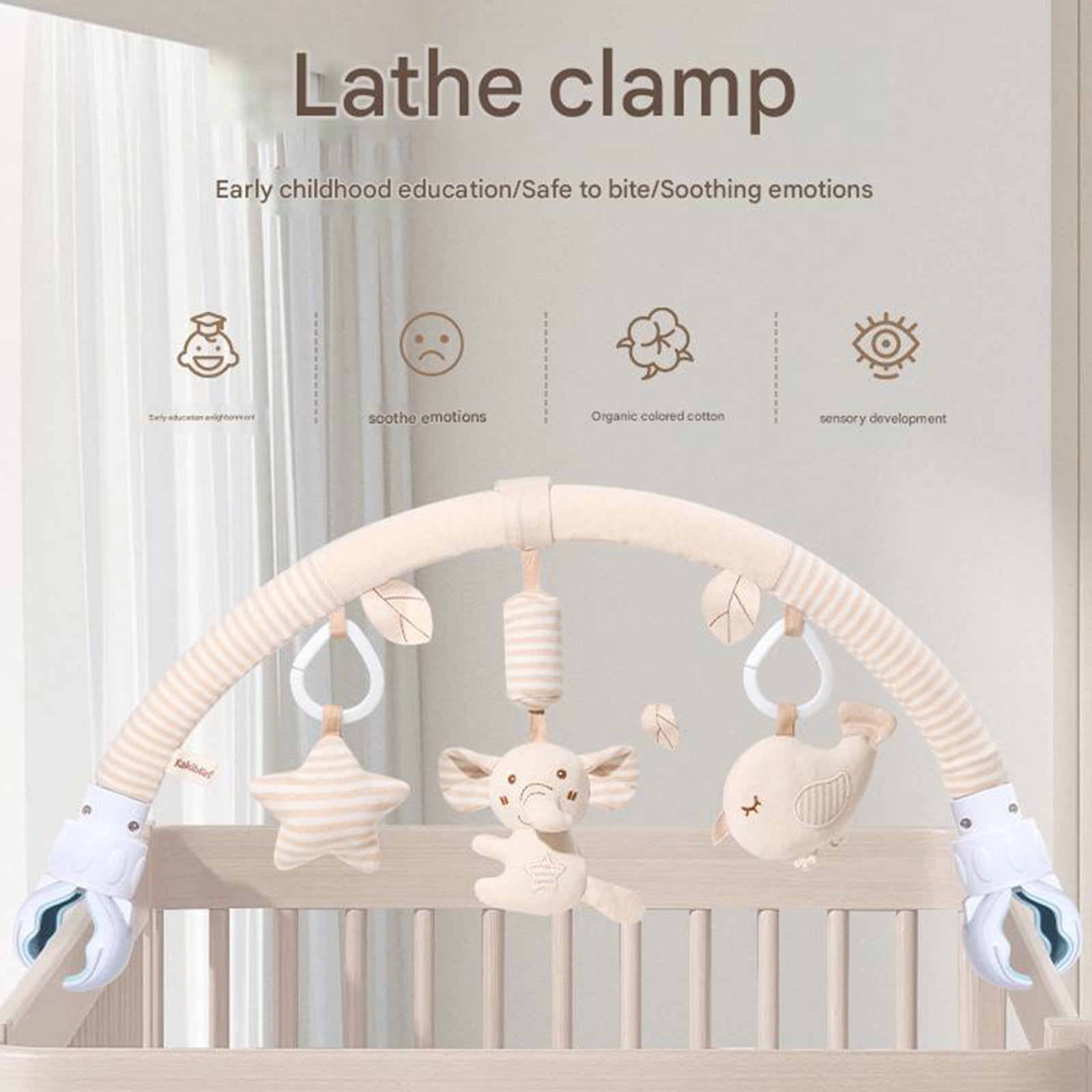 Soft Plush Bells Toy Organic Cotton Infant Crib Mobile Machine Washable Sensory Development Activity