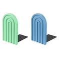 thumbnail image 1 of Uxcell 2Pcs Sujetalibros Arcos Boho, Antideslizante de Madera para Estantes, Soporte para Libros Decorativo, Azul Cielo/Cian, 1 of 6
