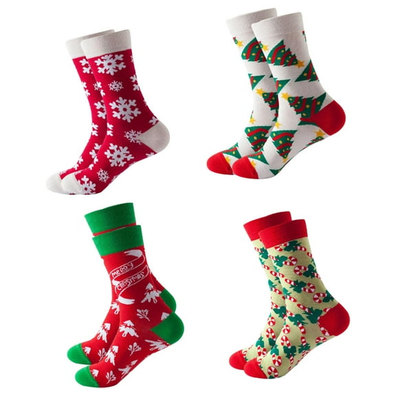 4 Pairs Women Men Christmas Socks Cartoon for Halloween Couples Cold Weather