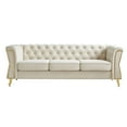 thumbnail image 2 of Chesterfield Button Tufted Velvet Sofa, 3 Seats Upholstered Couch With Gold Metal Legs For Living Room Office Apartment, 2 of 11