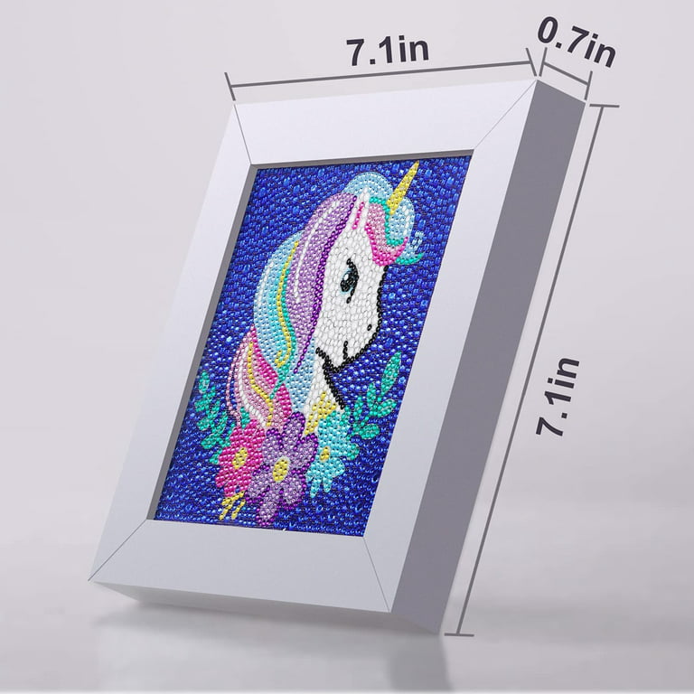 SunUtopia Small and Easy DIY 5D Diamond Painting Kits with Frame for  Beginner with White Frame for Kids - F-Unicorn Pictures 