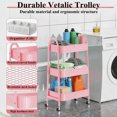 thumbnail image 2 of Carrito Organizador de 3 Niveles, Carrito de Almacenamiento Metálico con Ruedas de 360° y Freno, Estante Multiusos sin Tornillos para Cocina, Baño, Oficina (Rosa), 2 of 4