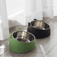 thumbnail image 2 of Bol pour Chat en Acier Inoxydable Net Celebrant Bol pour Chien Bol Double Protection de la Colonne Cervicale Bol pour Chat Bassin Alimentaire Explosif Oblique Fournitures pour Chat, 2 of 7