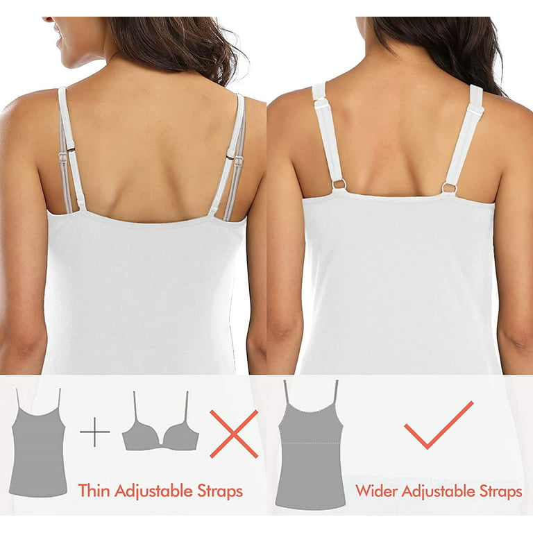 H HIAMIGOS Women's Tank Top with Built-in Bra Shelf Bra Camisole for Women  Wide Strap Undershirt Tank Top : : Clothing, Shoes & Accessories