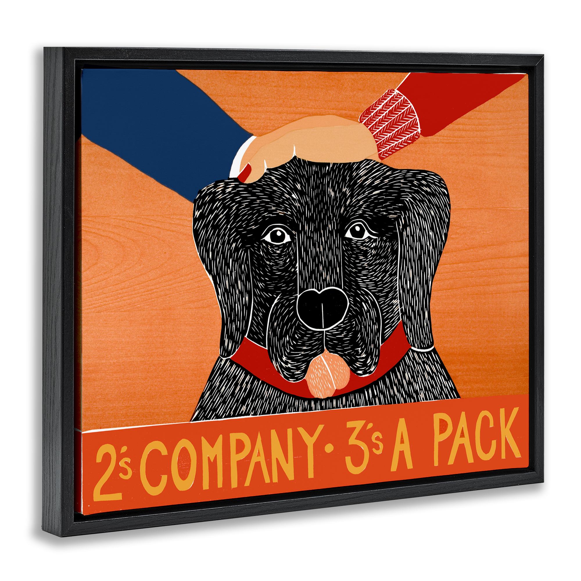 2's Company Dog Black Framed Floater Canvas Wall Art, design by Stephen Huneck