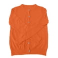 thumbnail image 5 of Women Button Down Knit Cardigan Long Sleeve Crew Neck Basic Layering Knitted Sweater Tops Orange M, 5 of 6
