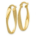 thumbnail image 2 of Real 14kt Yellow Gold Oval Twist Hoop Earrings; for Adults and Teens; for Women and Men, 2 of 3