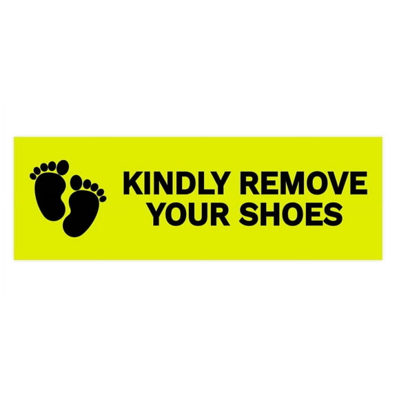 Basic Kindly Remove Your Shoes Sign (Yellow / Black) - Large