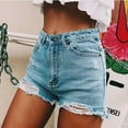 thumbnail image 3 of Edvintorg High Waist Jean Shorts Womens Fashion Casual Hole Insert Pockets Sexy Personality Ultra-Short Denim Shorts Streetwear, 3 of 4