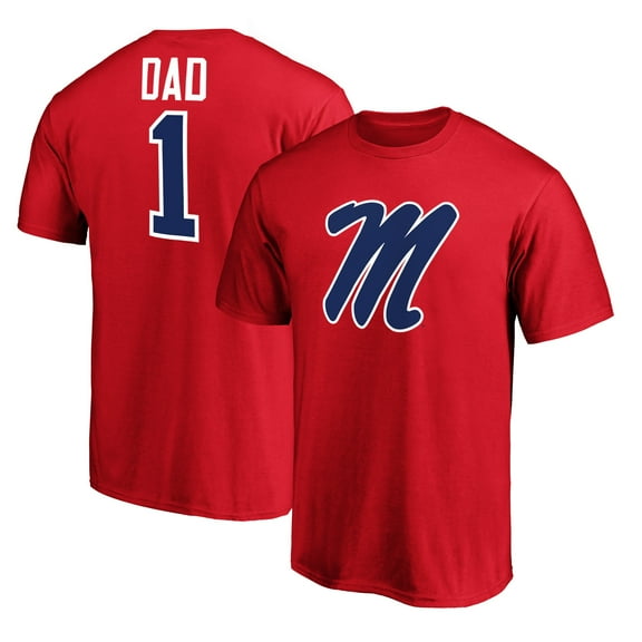 Men's Red Ole Miss Rebels #1 Dad Logo T-Shirt