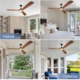 thumbnail image 4 of DingLiLighting 60" Modern Indoor Ceiling Fan with Dimmable LED Light Remote Control, 3-Blade Wood Ceiling Fan, Outdoor Ceiling Fan for Farmhouse,Living Room, Bedroom, Porch,Patios,Walnut, 4 of 8
