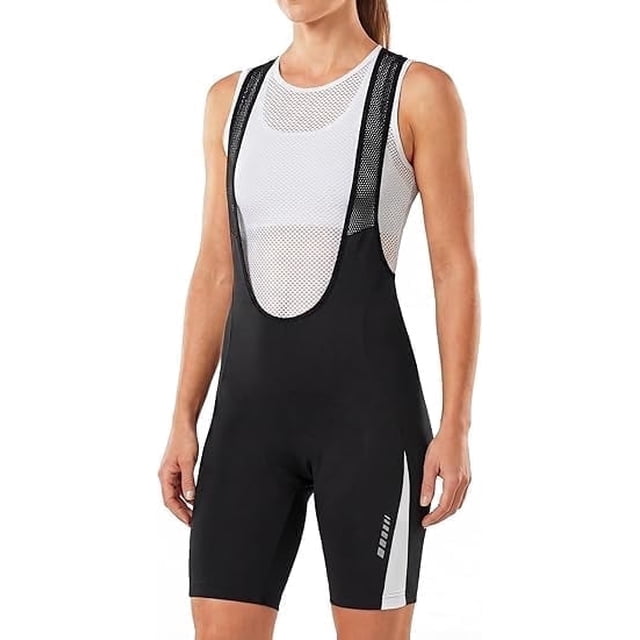 Qualidyne Shorts Tipo Peto de Ciclismo para Mujer, Petos Acolchados 4D para Bicicleta de Carretera con Tirantes de Malla Transpirable y Detalle Reflectante