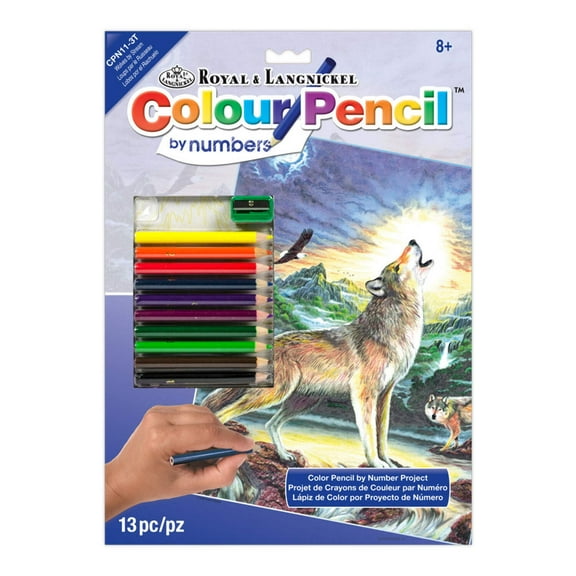 CPN11 | Colour Pencil by numbers™ 13pc 8.75" x 11.75" Wolves by Stream Project