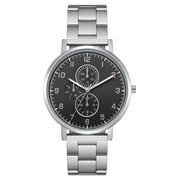 George Brand Men's Wristwatch: Silver Tone Case, Black Dial, 3-Link Bracelet (FMDOGE050)