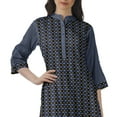 thumbnail image 6 of Moomaya Cotton Mandarin Collar Kurti For Women Knee Long Printed Plus Size Dresses, 6 of 6