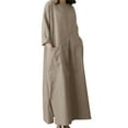 thumbnail image 4 of ZANZEA Women 3/4 Sleeved O-Neck Solid Colors Maxi Dress Baggy Kaftan Dresses, 4 of 4