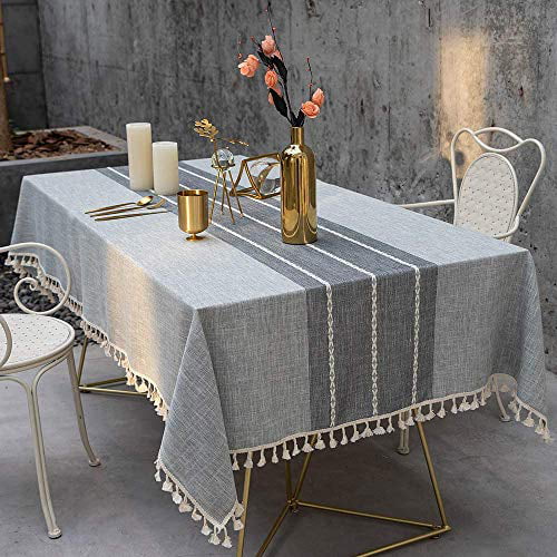 Joy Fabric Cotton Linen Tablecloths, 8 Seater Outdoor Dining Table Cover