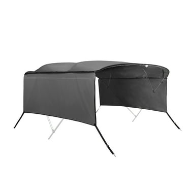 Unique Bargains 1 Set 600D 4 Bow 8'L x 97"-103"W Bimini Top Canvas Cover with Side Blocks Storage Boot Deep Gray