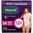 thumbnail image 1 of Ropa interior para incontinencia Depend Night Defense Mujer M 15 unidades, 1 of 7