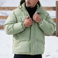 thumbnail image 6 of Winter Puffer Coat for Men Solid Color Warm Hooded Thick Coat Stand Collar Zip Up Padded Outerwear for Daily, 6 of 7
