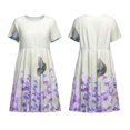 thumbnail image 3 of Bixox Robe d'Été à Manches Courtes pour Femmes Robe Ample Longueur Genou avec Poches-Lavande et Papillon, 3 of 7