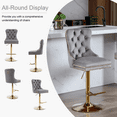 thumbnail image 4 of Round Kitchen High Bar Chairs with Golden Base Velvet Bar Stool Chair Height Adjustable from 27-35 Inch Counter Chair with Back Swivel Barstool with Footrest for Kitchen Dining Room (Set of 8), 4 of 9