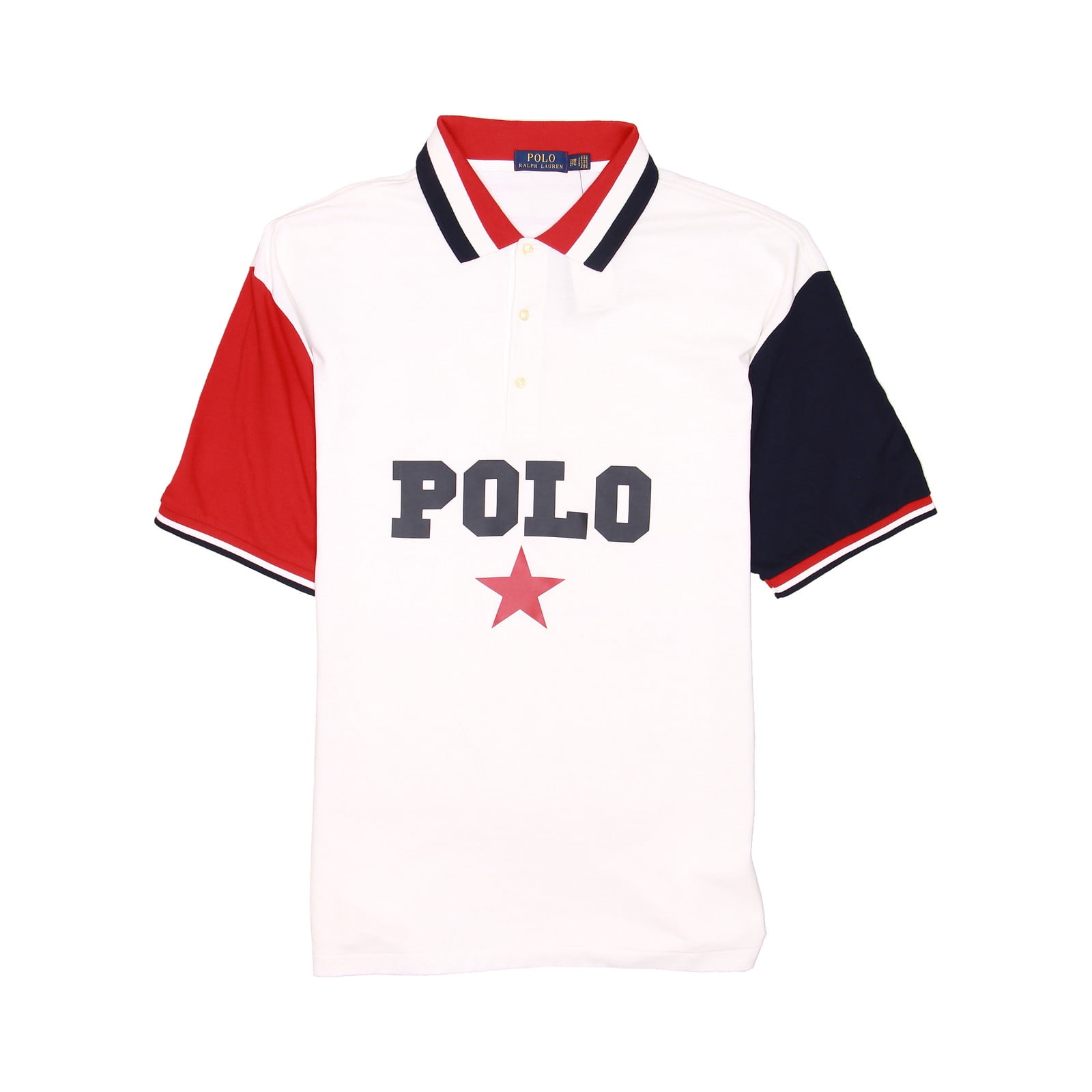 Polo Ralph Lauren Mens Color Block Star Polo Shirt (4X Big, 4XB, White) -  