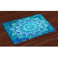 thumbnail image 1 of Ambesonne Mandala Place Mats Set of 4, Grunge Modern, Standard Size, Pale Blue and White, 1 of 4