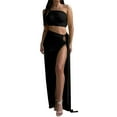 thumbnail image 1 of Conjunto sexy de top sin espalda y falda ajustada con abertura - Conjunto de dos piezas, sin tirantes, cintura alta, para discoteca/fiesta/uso diario, 1 of 6