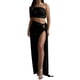 thumbnail image 1 of Conjunto sexy de top sin espalda y falda ajustada con abertura - Conjunto de dos piezas, sin tirantes, cintura alta, para discoteca/fiesta/uso diario, 1 of 6