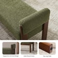 thumbnail image 4 of Usaint Soft Upholstered Chenille Ottoman Bench with Padded Armrests, Solid Wood Legs for Entryway, Bedroom End of Bed, Living Room, Green, 4 of 9