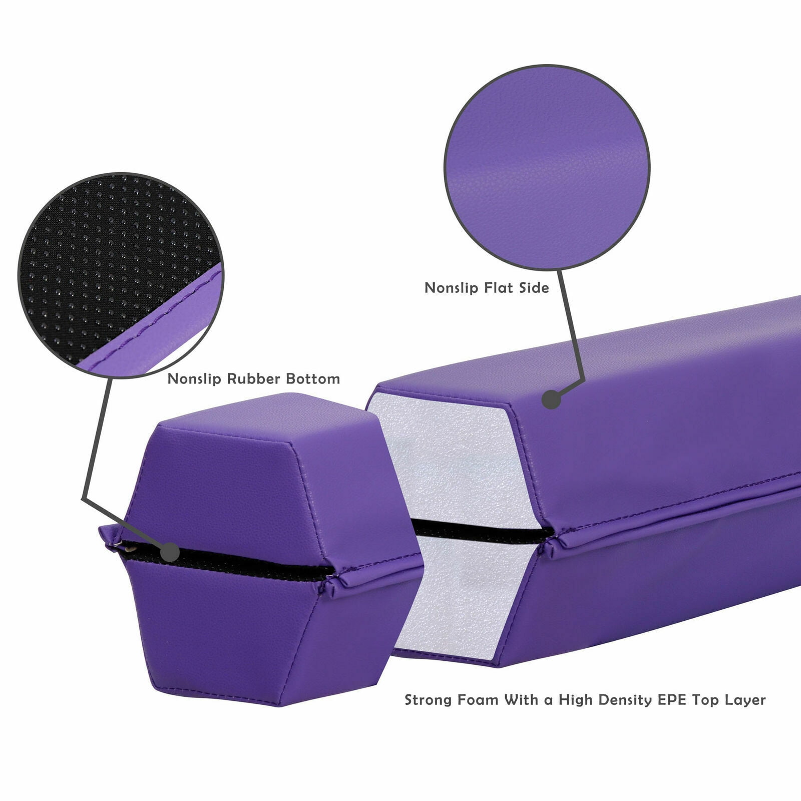 6ft Balance Beam Extra Firm Vinyl Folding Gymnastics Beam Tumbling Purple Home 