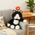 thumbnail image 6 of 14.96Inch Soft Black Cat Stuffed Animals with Flower on the Head, Cuddly Soft Kitty Plushie Throw Pillow, Perfect Birthday Christmas New Year Valentine's Day Gifts for Women Girlfriend Teens Lover, 6 of 8