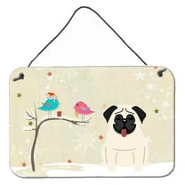 Carolines Treasures BB2476DS812 Christmas Presents between Friends Pug Cream Wall or Door Hanging Prints 8x12