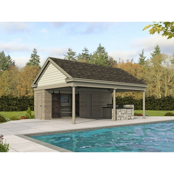 763-4931: Pool house Cottage 0 Bed, 1 Bath Luxury Home Plan, 0 Sq Ft: Full Blueprints with License to Build by Home Plan Marketplace - Lesuto