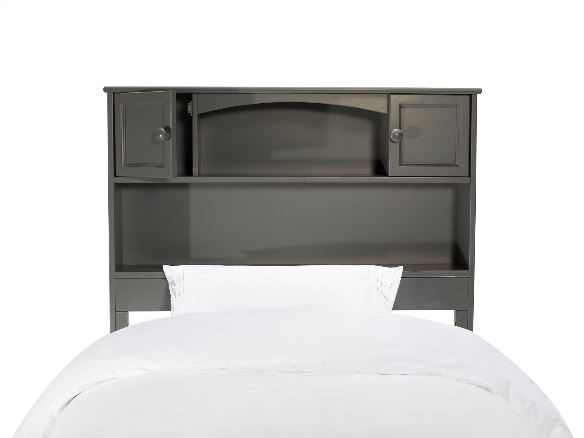 AFI Newport Twin Solid Wood Platform Bed with Footboard & 2 Storage Drawers in Grey