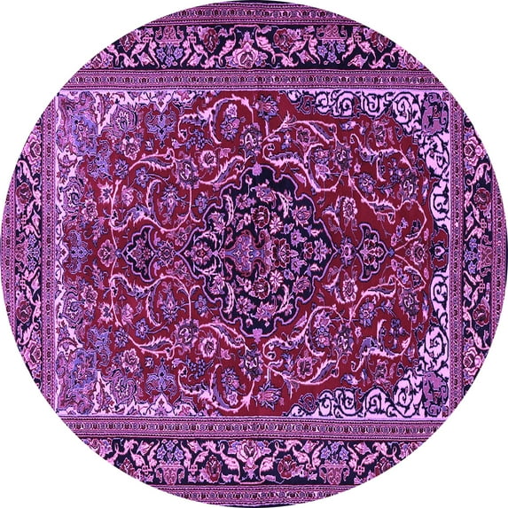 Ahgly Company Indoor Round Medallion Purple Traditional Area Rugs, 7' Round