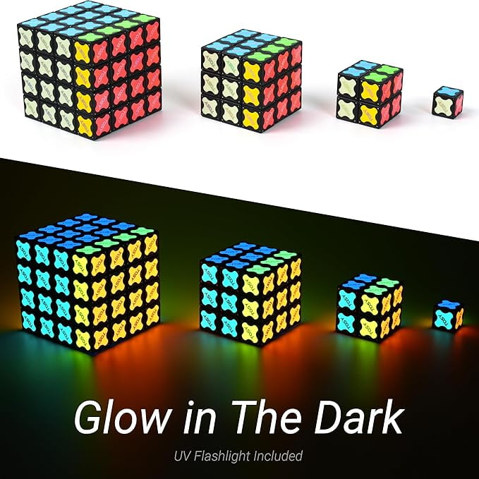 TOSY Magnet Cube 2x2 - 8 Blocks, 2 in 1 Toy: 2x2x2 Puzzle Cube and Customizable Infinity Cube, Glowing, UV Flashlight, Fidget/STEM/STEAM Magnet Tiles Birthday Gift for kids/teens/adults, 2-pack