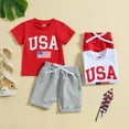 thumbnail image 3 of Futezty Toddler Boys Clothes Summer Outfit Sets, Toddler Boy Clothing Short Sleeve Shorts Little Boys Summer Set 4th of July Baby Boy Outfit Independence Day Print Boy Suit, 3 of 7