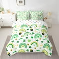 thumbnail image 2 of Manfei St.Patrick Day 7-Piece Twin Bedding Sets,Four Leaf Clover Bedding Comforter Set,Green Rainbow Striped Sheet Sets For Girl Boys,Super Cozy Room Decor Reversible, 2 of 8