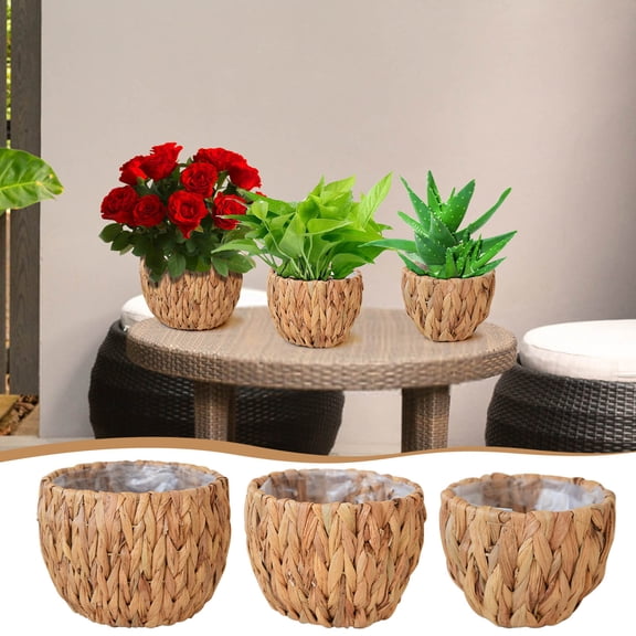 AOMXGD Straw-Woven Plants Pots, Garden Plants, wicker baskets, Home Office Decor Gardening Bonsai Planting Basic Pot
