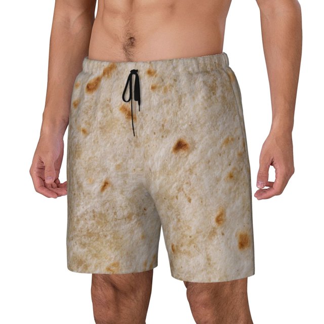Balery Tortilla Bañador para hombre, shorts de playa de secado rápido con entrepierna y forro de compresión-Large